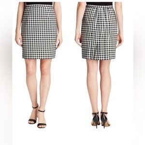 Diane Von Furstenberg Eliza Gingham Pencil Skirt Size 4 Black & White